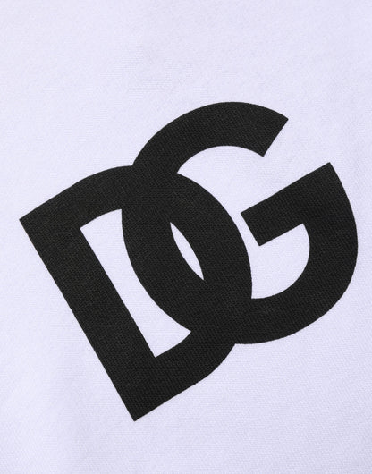 Sweat-shirt à capuche en coton blanc imprimé logo Dolce & Gabbana