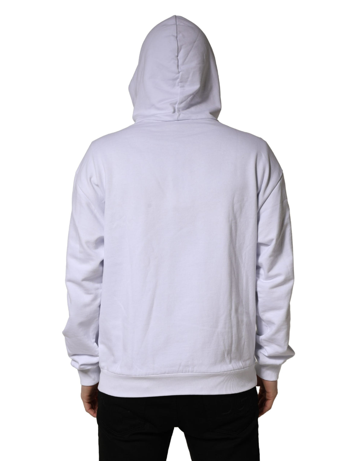 Sweat-shirt à capuche en coton blanc imprimé logo Dolce & Gabbana