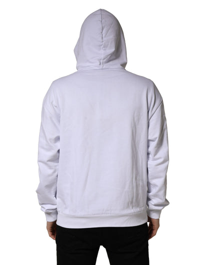 Sweat-shirt à capuche en coton blanc imprimé logo Dolce & Gabbana
