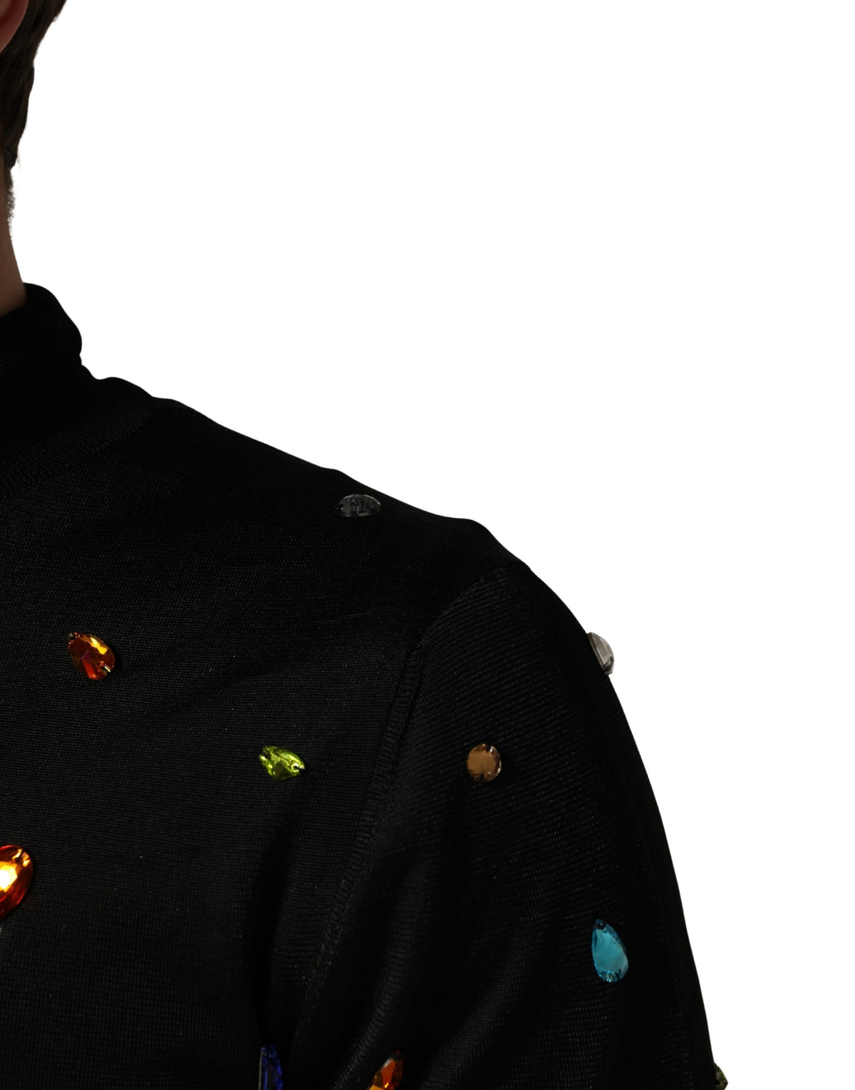 Pull à col roulé Dolce & Gabbana noir orné de cristaux