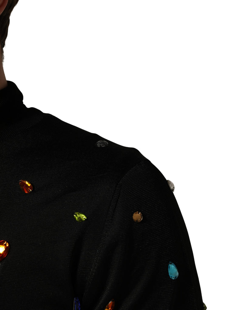 Dolce & Gabbana Black Crystal Embellished TurtleNeck Sweater