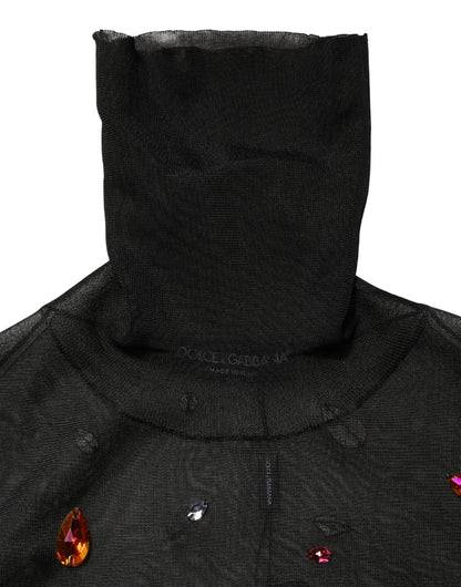 Pull à col roulé Dolce & Gabbana noir orné de cristaux