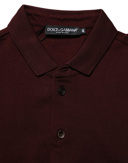 Polo à manches courtes à col montant rouge bordeaux de Dolce &amp; Gabbana