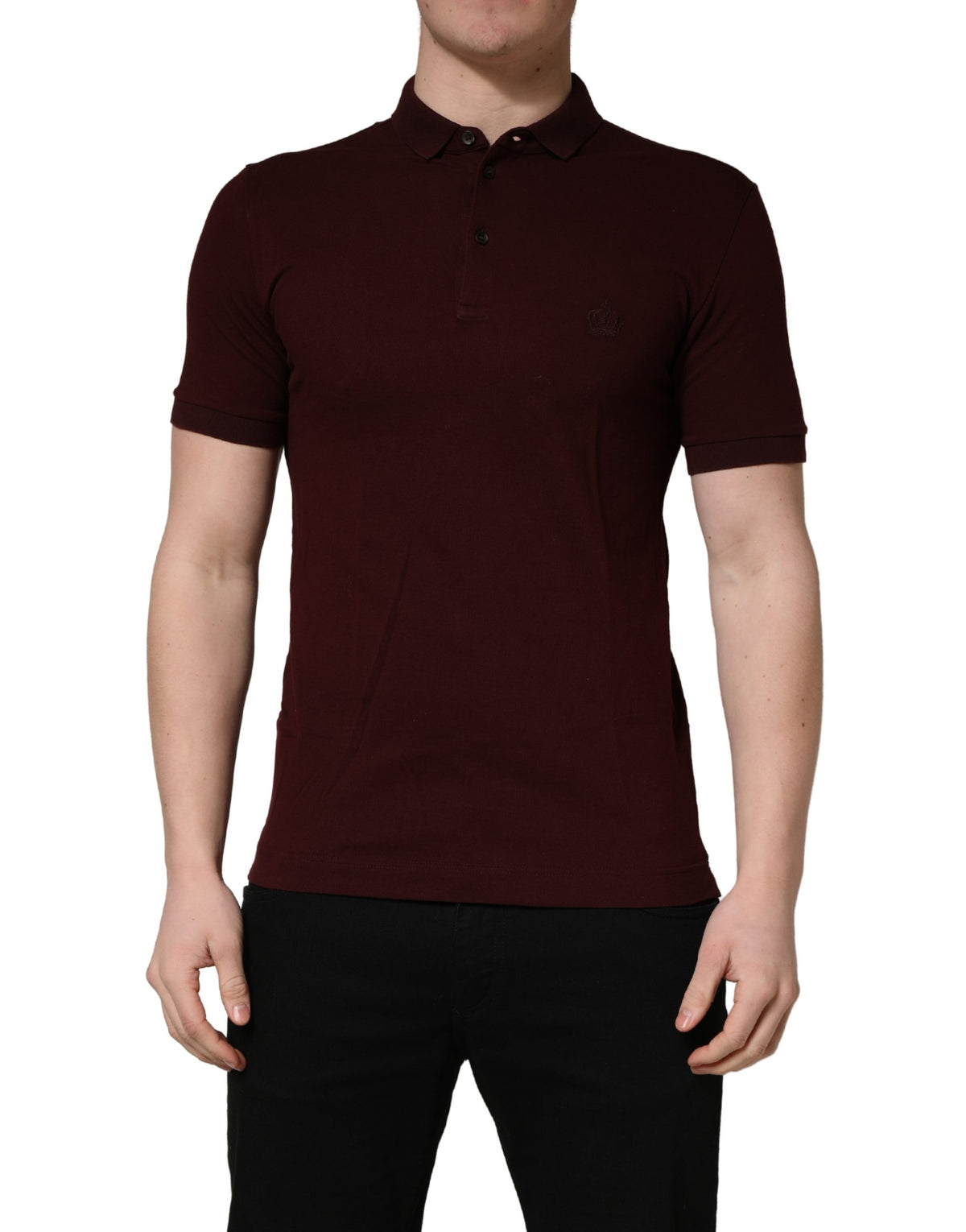 Polo à manches courtes à col montant rouge bordeaux de Dolce &amp; Gabbana