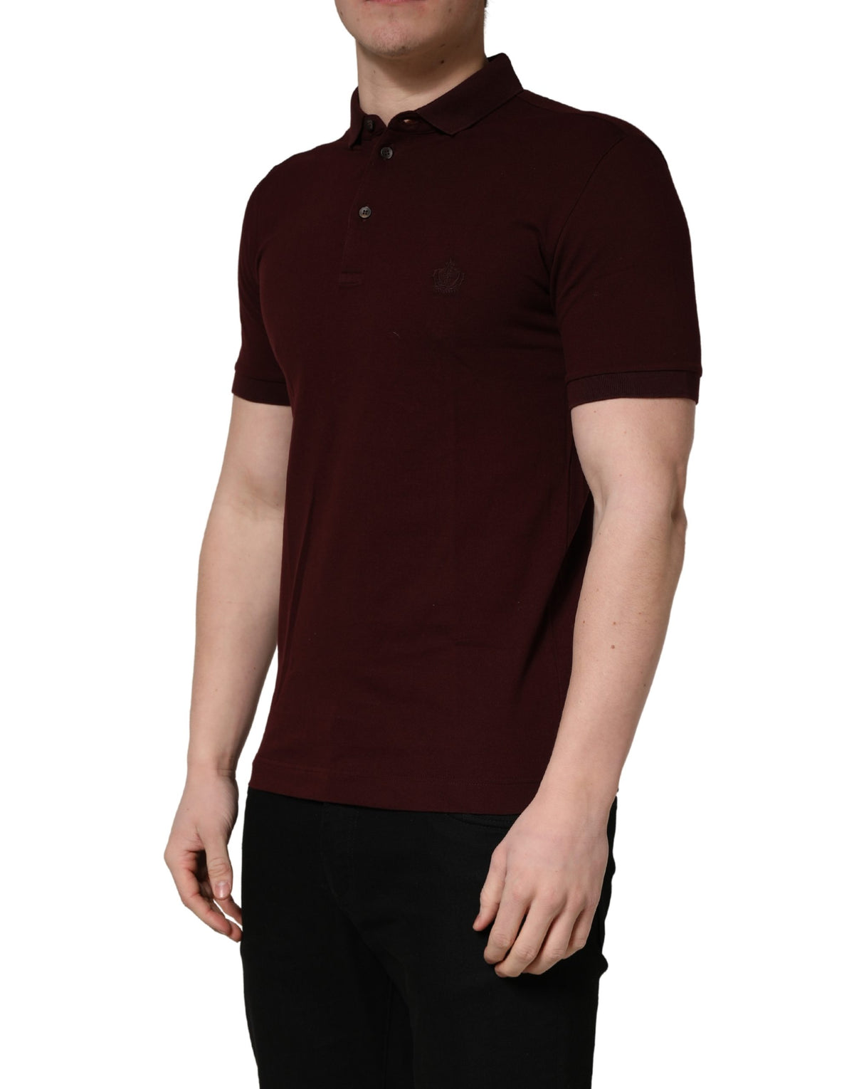 Polo à manches courtes à col montant rouge bordeaux de Dolce &amp; Gabbana