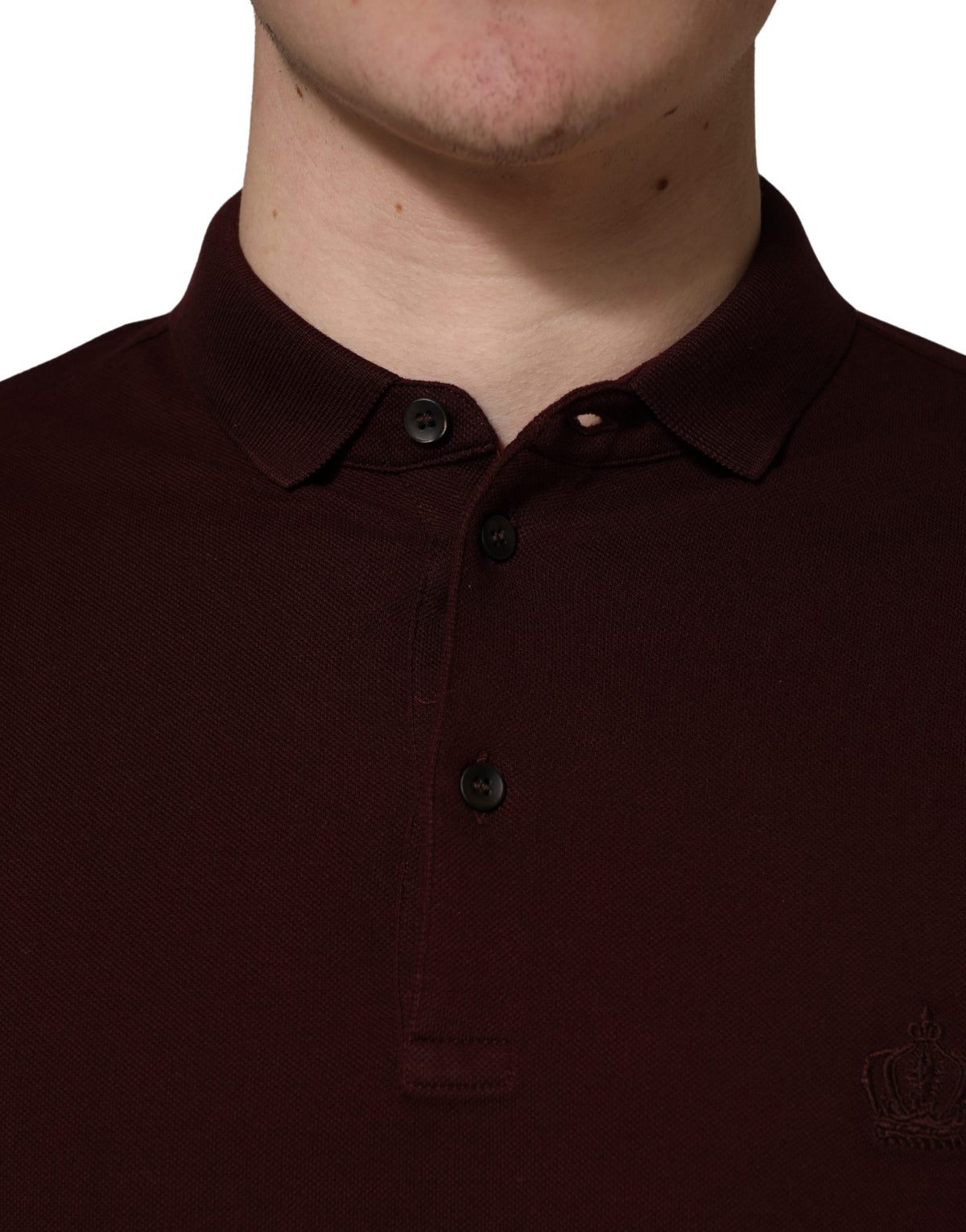 Polo à manches courtes à col montant rouge bordeaux de Dolce &amp; Gabbana