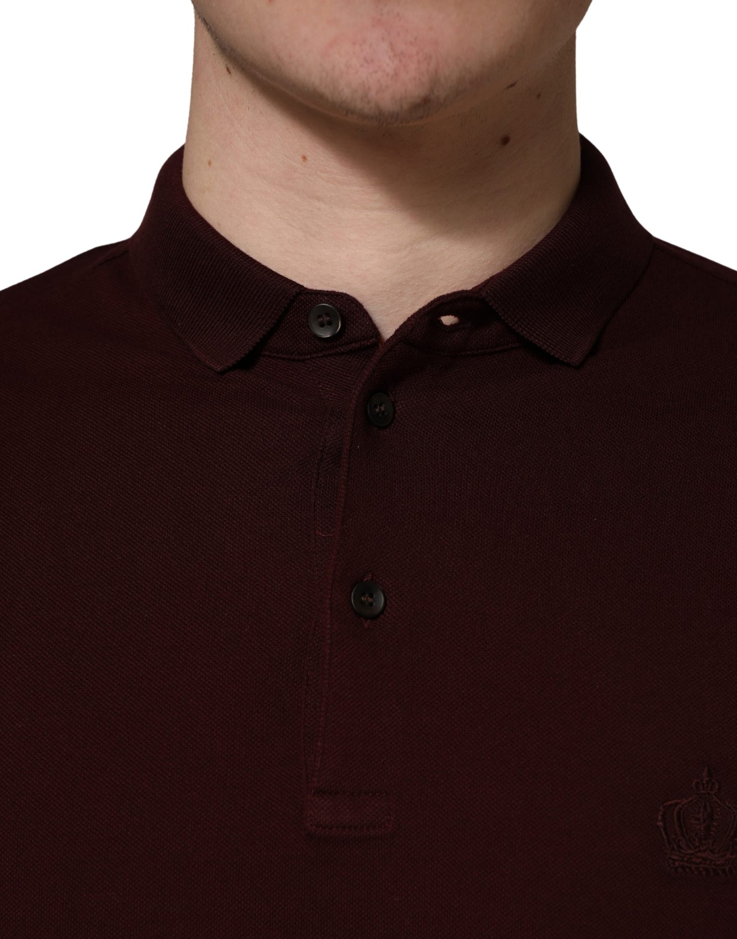 Polo à manches courtes à col montant rouge bordeaux de Dolce &amp; Gabbana