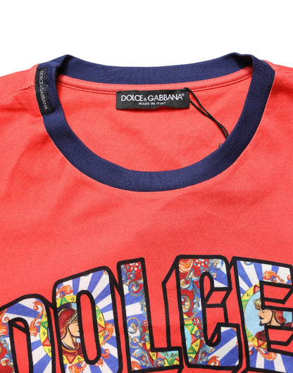 T-shirt Dolce & Gabbana en coton à col rond et imprimé logo orange