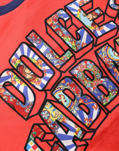 T-shirt Dolce & Gabbana en coton à col rond et imprimé logo orange