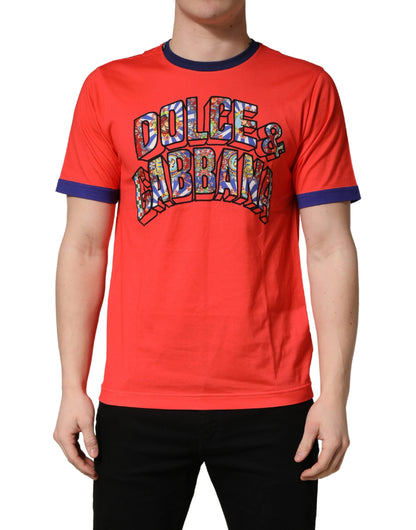 T-shirt Dolce & Gabbana en coton à col rond et imprimé logo orange