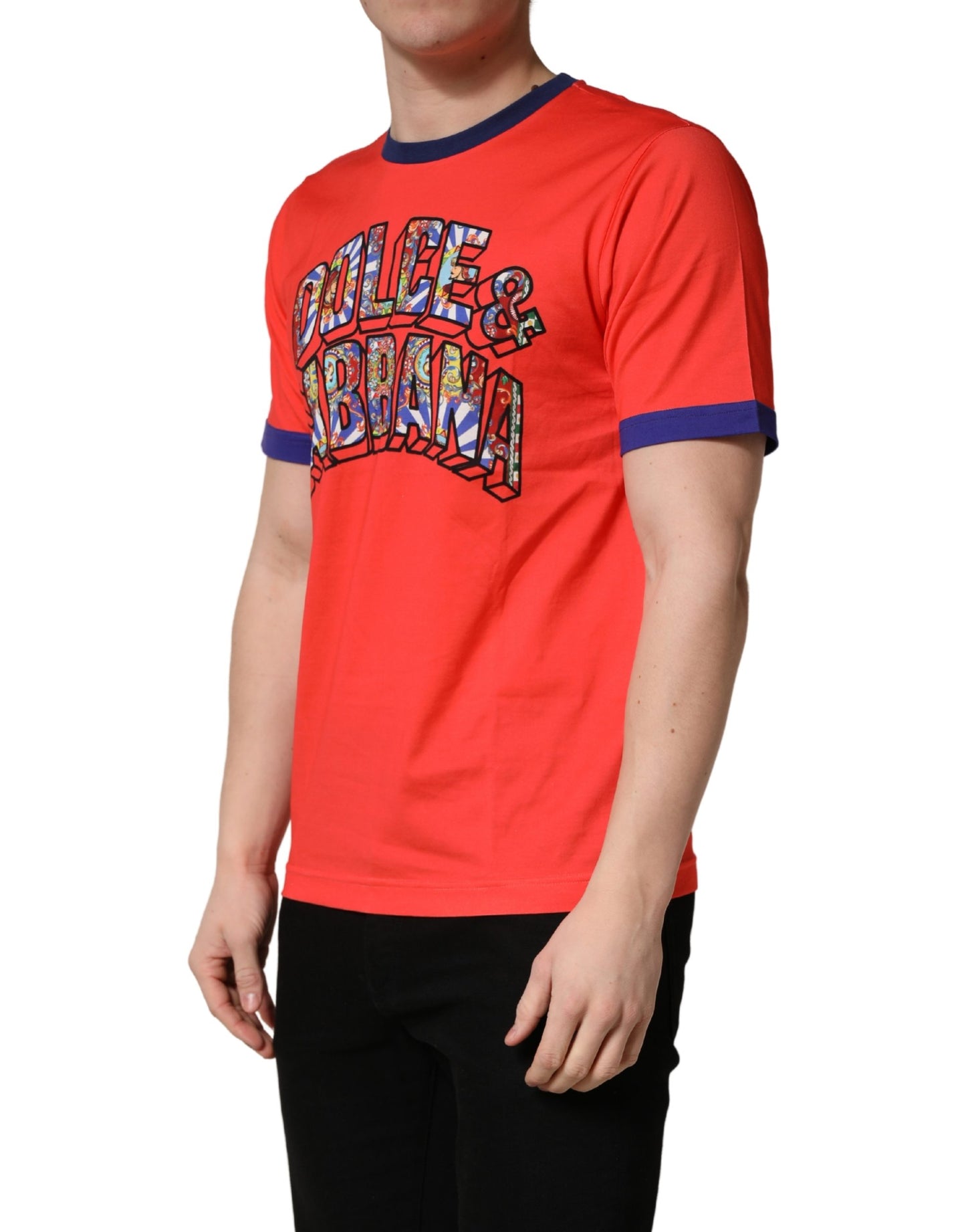 T-shirt Dolce & Gabbana en coton à col rond et imprimé logo orange