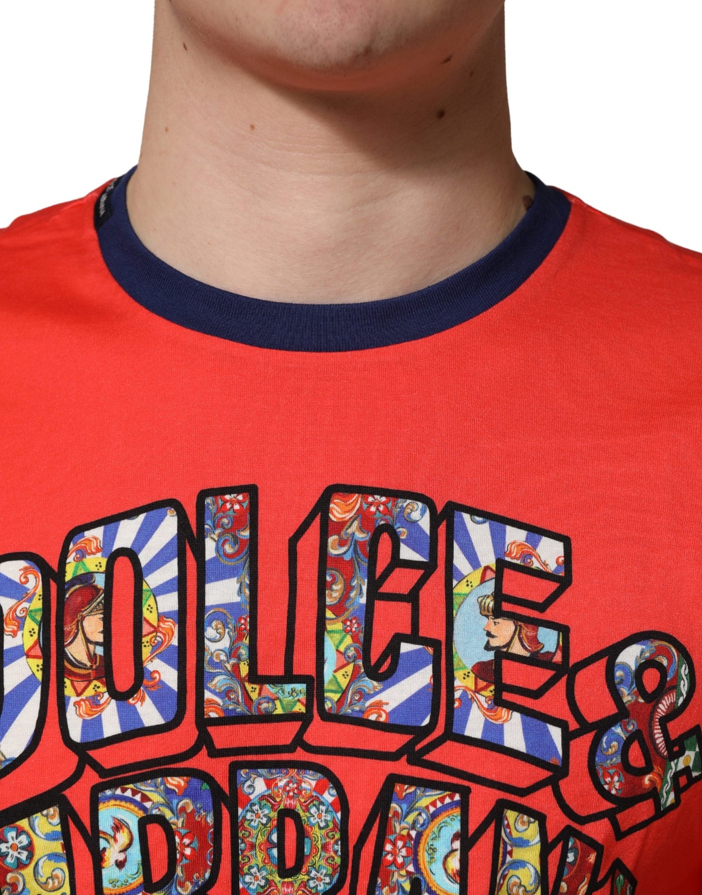 T-shirt Dolce & Gabbana en coton à col rond et imprimé logo orange