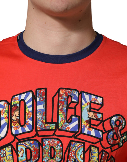 T-shirt Dolce & Gabbana en coton à col rond et imprimé logo orange