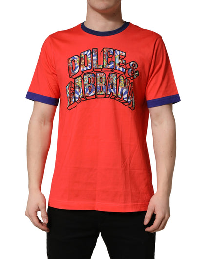 T-shirt Dolce & Gabbana en coton à col rond et imprimé logo orange