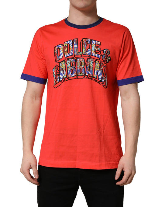 Dolce & Gabbana Oranje T-shirt met logoprint en ronde hals van katoen