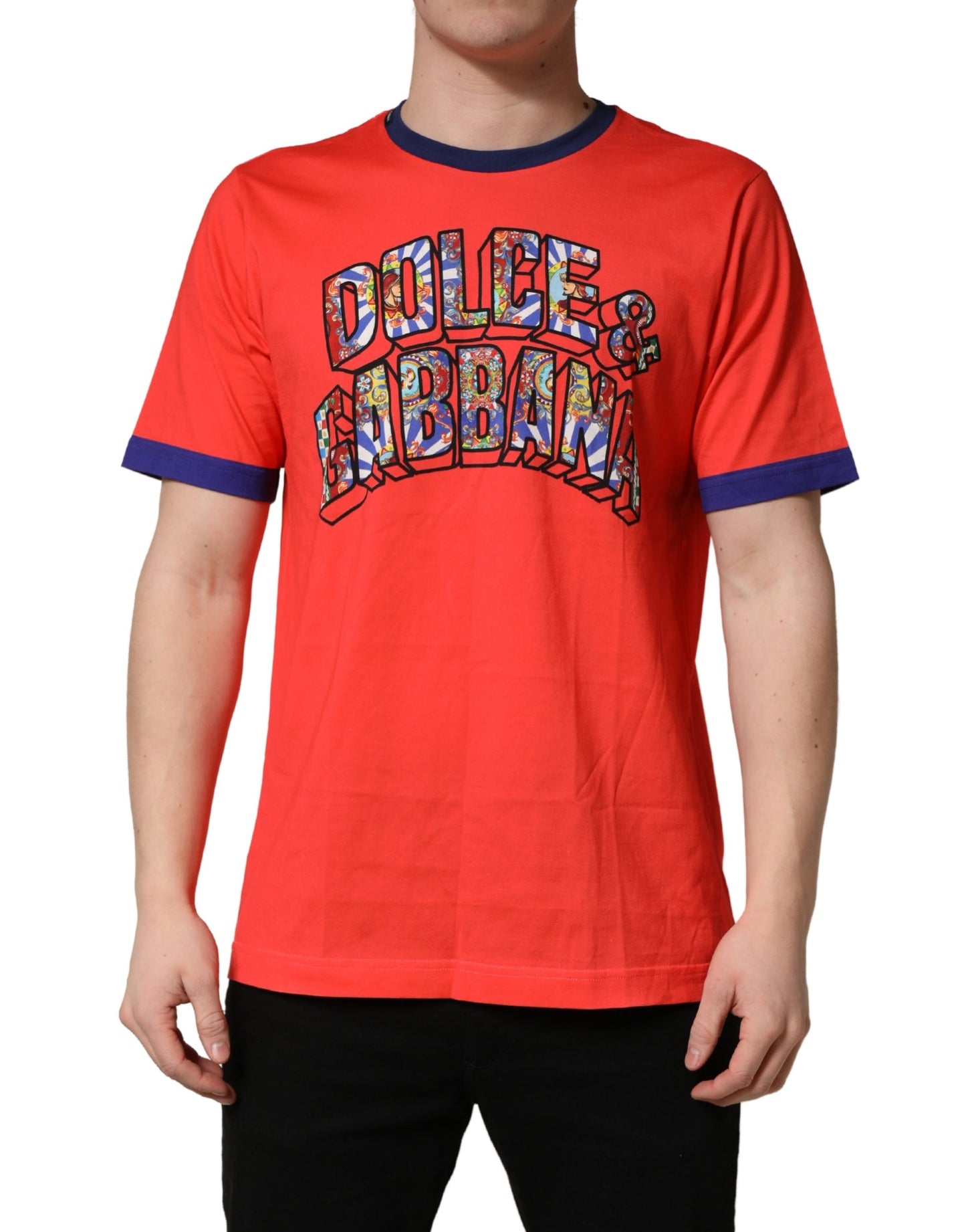 T-shirt Dolce & Gabbana en coton à col rond et imprimé logo orange