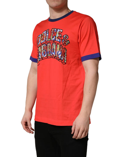 T-shirt Dolce & Gabbana en coton à col rond et imprimé logo orange