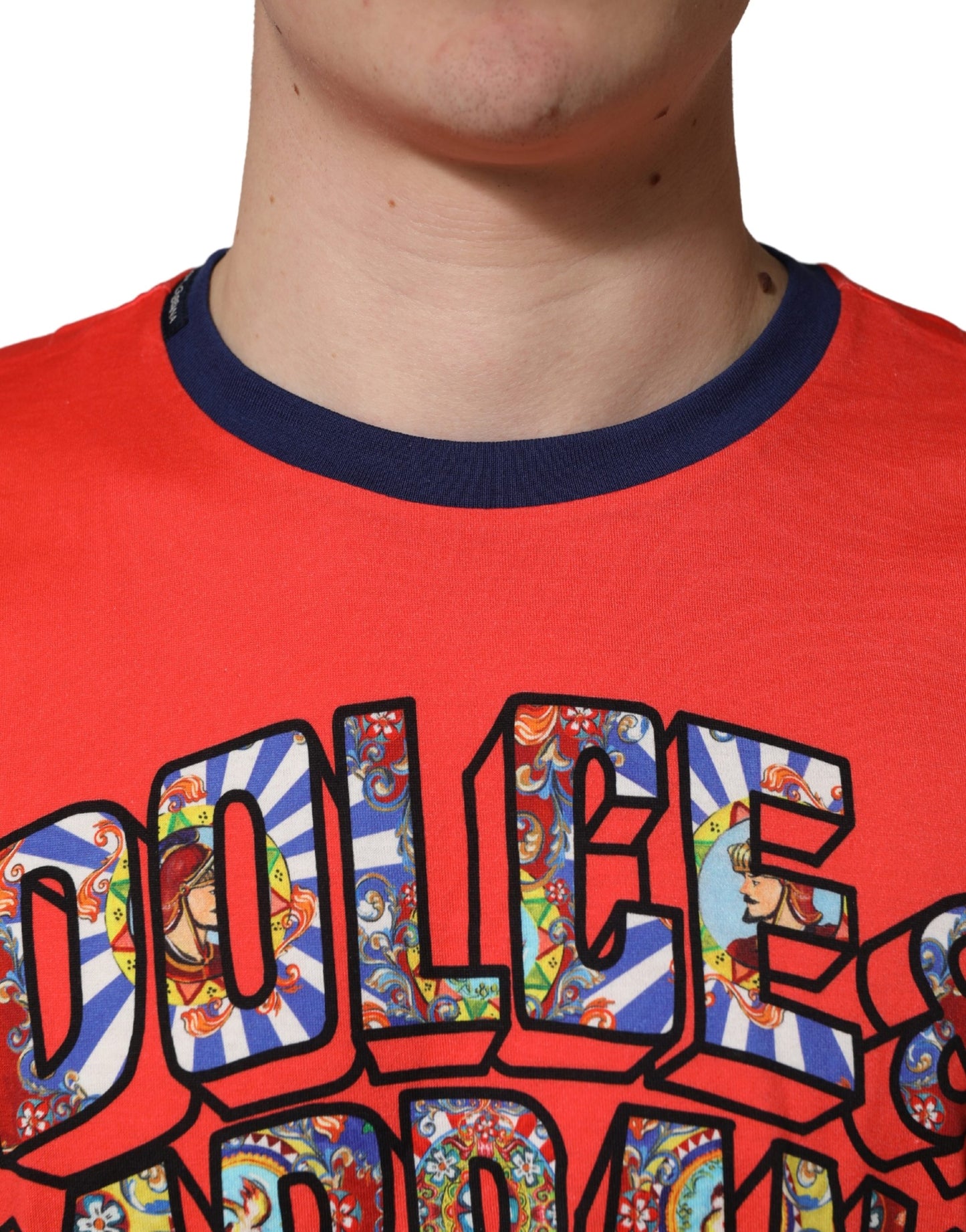 T-shirt Dolce & Gabbana en coton à col rond et imprimé logo orange
