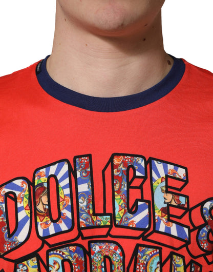 T-shirt Dolce & Gabbana en coton à col rond et imprimé logo orange