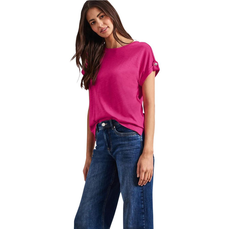 T-shirt en coton rose Street One avec boutons décoratifs