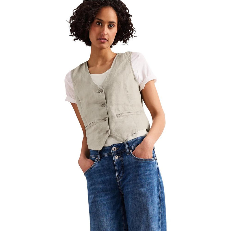 Street One Beige Linen Waistcoat - Elegant & Versatile