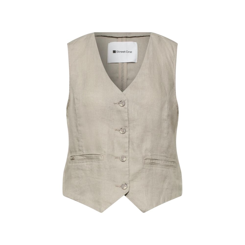 Street One Beige Linen Waistcoat - Elegant & Versatile