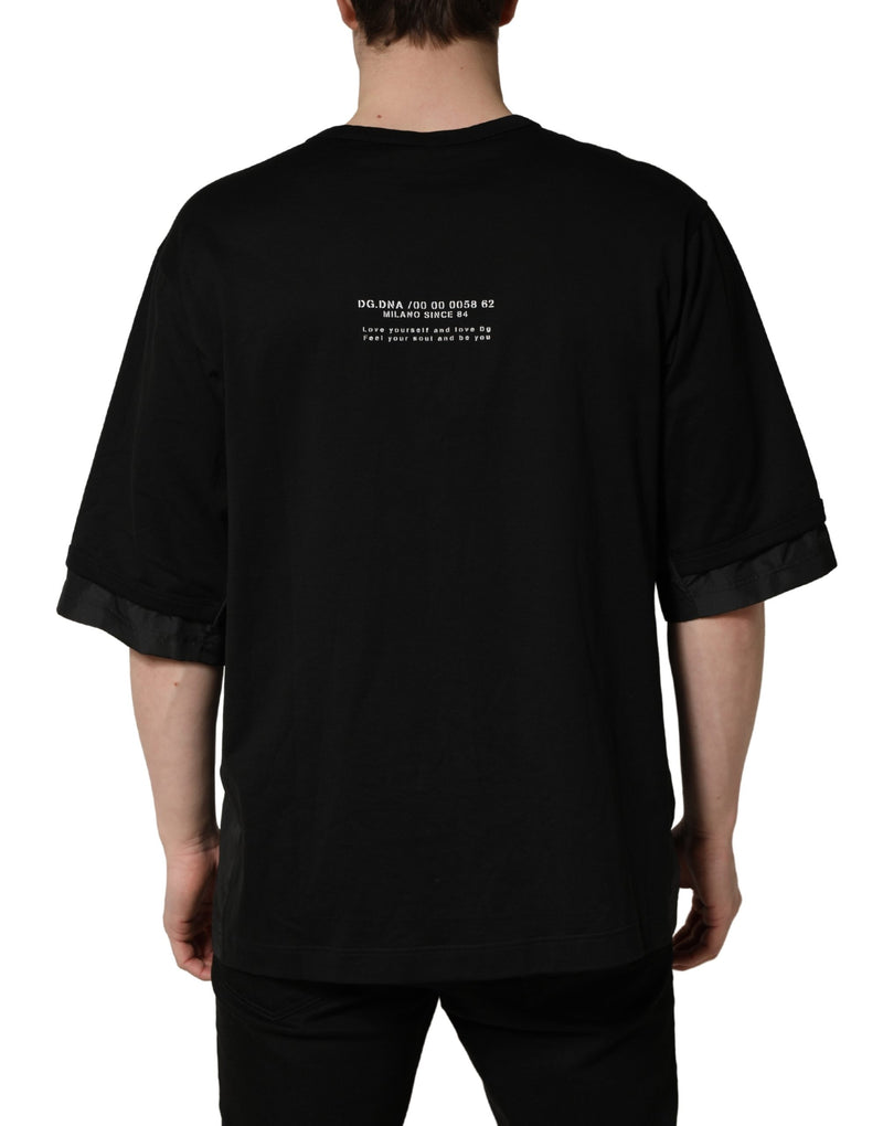Dolce & Gabbana Zwart Camouflage T-shirt met Zak en Oversized Pasvorm