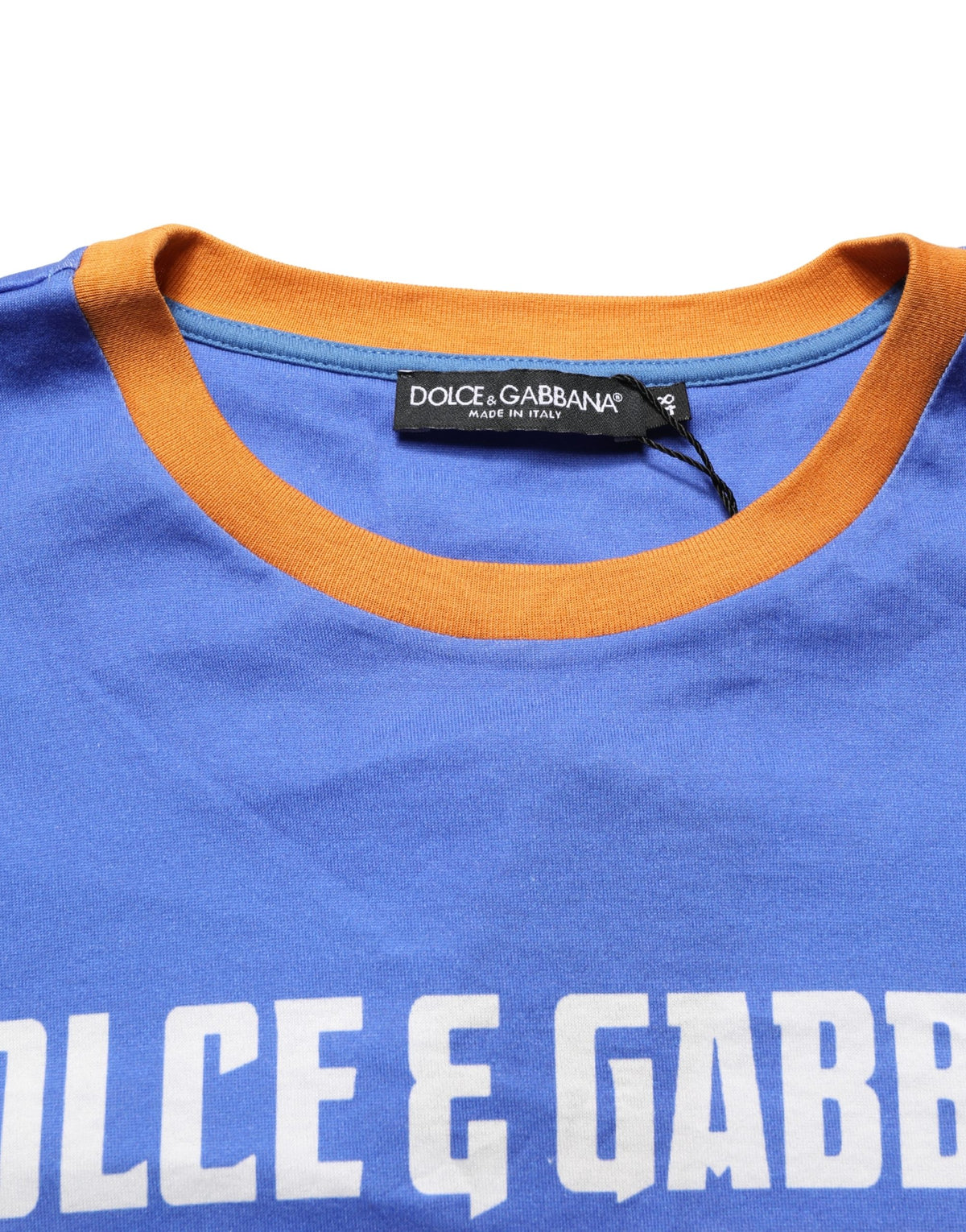 T-shirt Dolce & Gabbana en coton à col rond pour homme avec imprimé graphique pâtes bleues