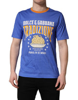 T-shirt Dolce & Gabbana en coton à col rond pour homme avec imprimé graphique pâtes bleues