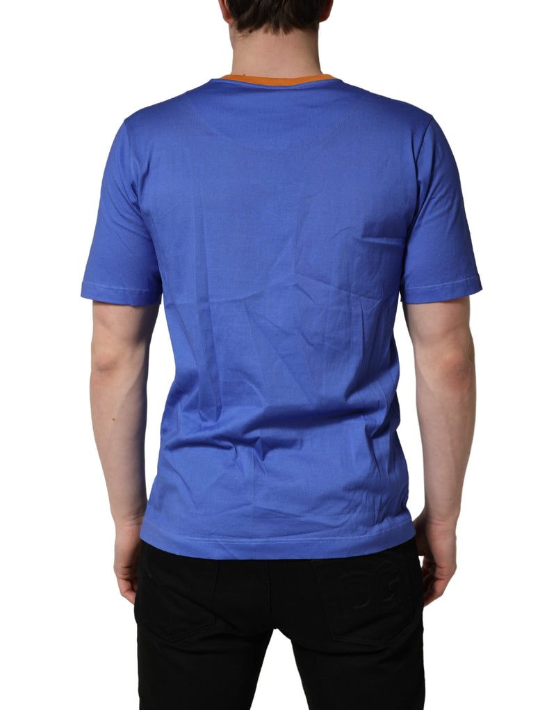 T-shirt Dolce & Gabbana en coton à col rond pour homme avec imprimé graphique pâtes bleues