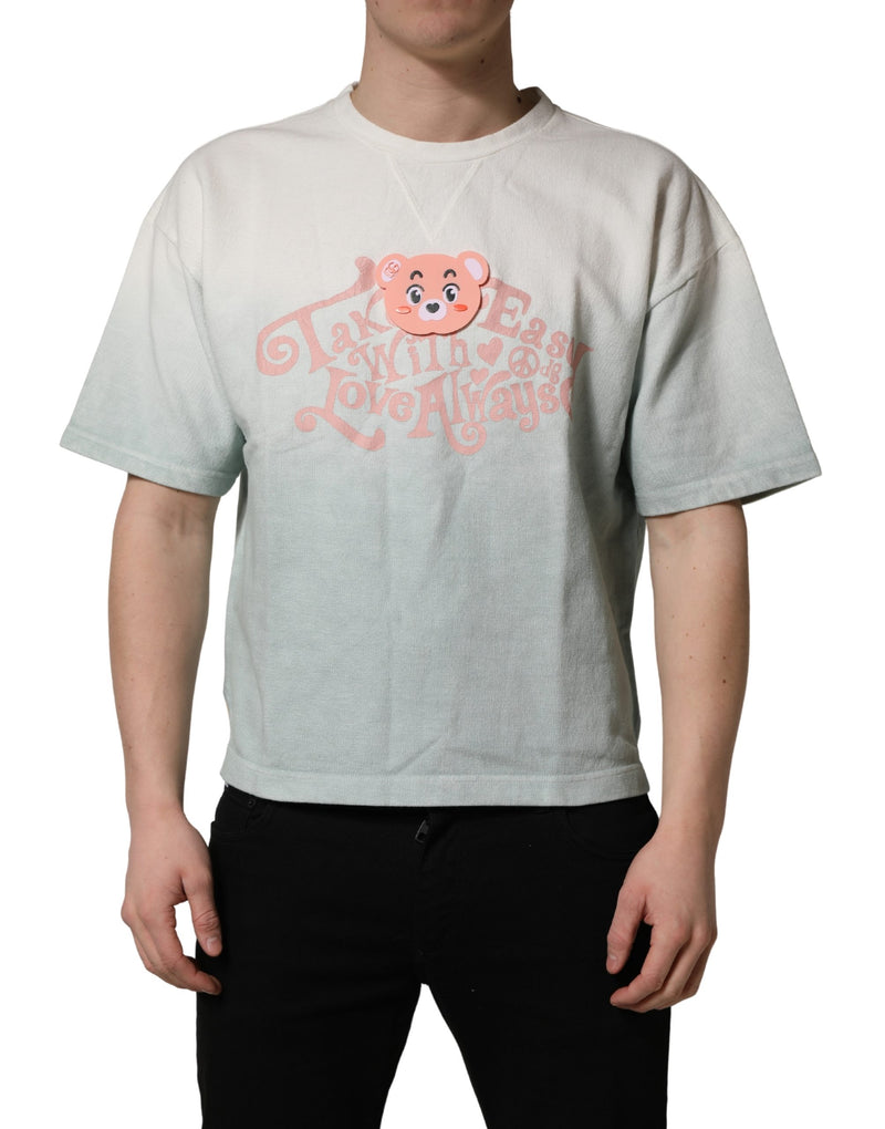 Dolce & Gabbana Groen Tie-Dye Grafische Print Katoenen T-shirt met Ronde Hals