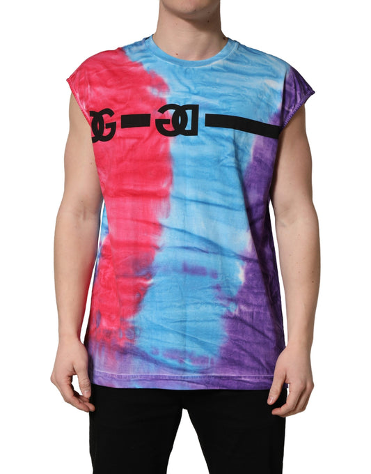 Dolce &amp; Gabbana katoenen, mouwloze T-shirt met tie-dye print in verschillende kleuren