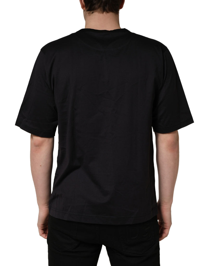 Dolce & Gabbana Zwart katoenen T-shirt met ronde hals en engelprint