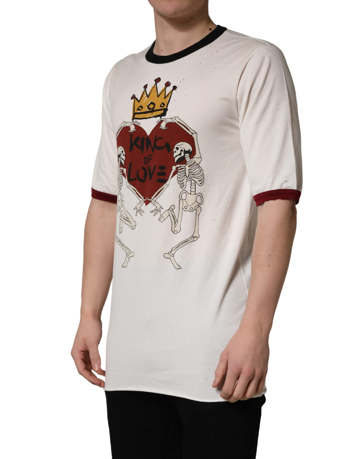 T-shirt en jersey de coton blanc Dolce & Gabbana imprimé « King Of Love » pour homme