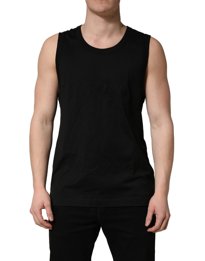 Dolce & Gabbana Black Cotton Sleeveless Men Tank Top T-shirt