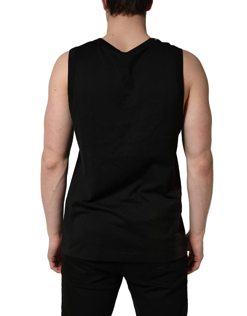 Dolce & Gabbana Black Cotton Sleeveless Men Tank Top T-shirt