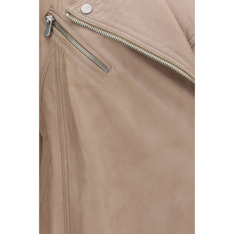 PINKO Beige Leather Biker Jacket for Women