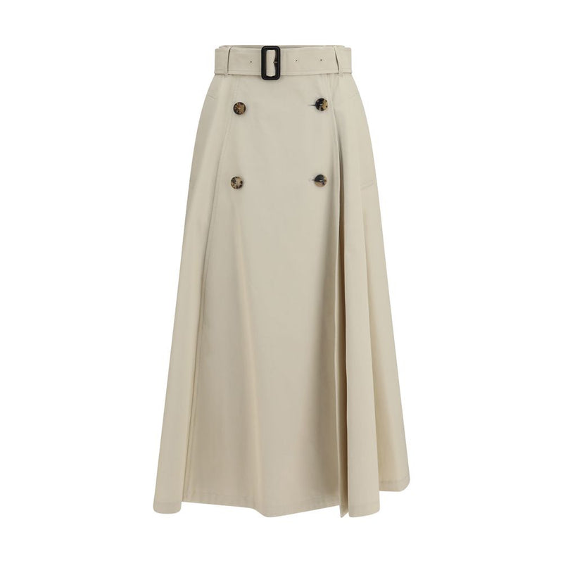 Burberry Beige Cotton Midi Trench Skirt