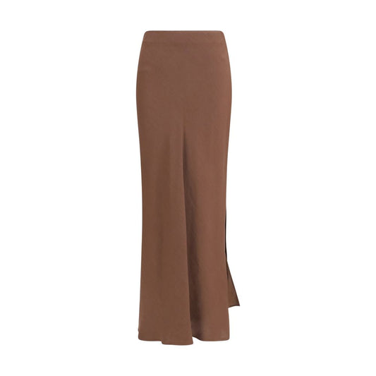 Brunello Cucinelli Brown Viscose Long Skirt - Elegant & Versatile