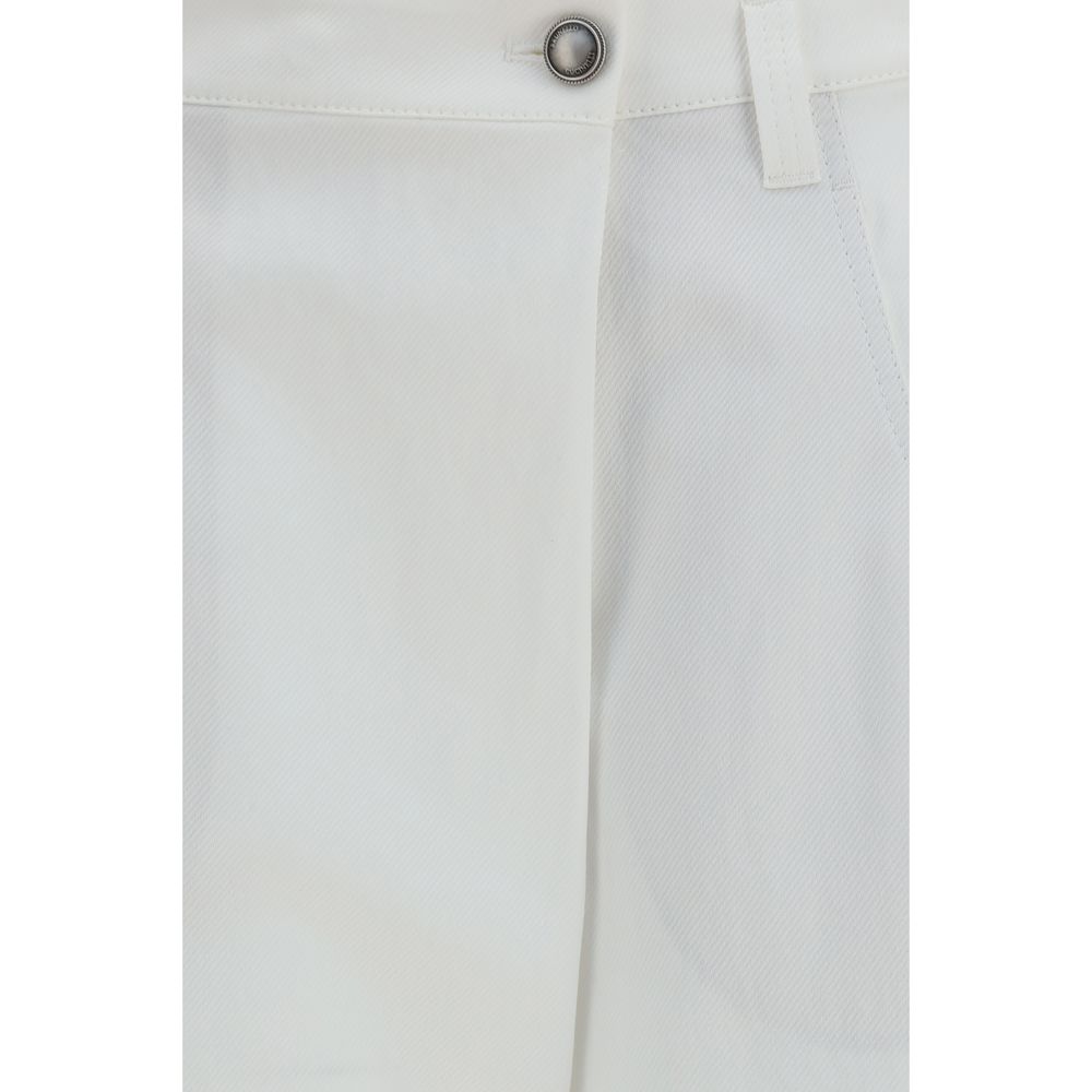 Brunello Cucinelli White Cotton Casual Pants for Women