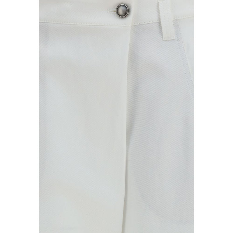 Brunello Cucinelli White Cotton Casual Pants for Women