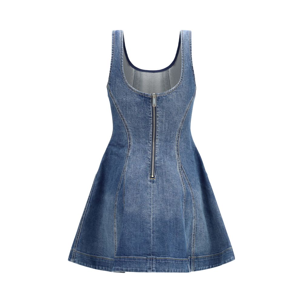 Self-Portrait Blue Cotton Casual Dress - Flared Mini Design