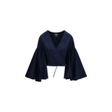 Jacquemus Paysan Blue Cotton Wrap Top for Women
