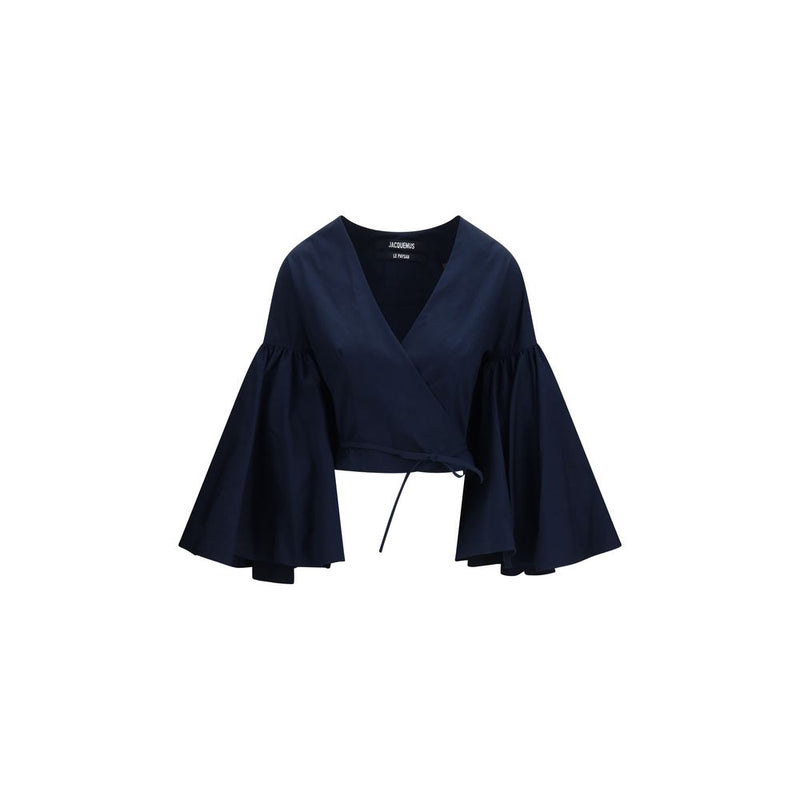 Jacquemus Paysan Blue Cotton Wrap Top for Women