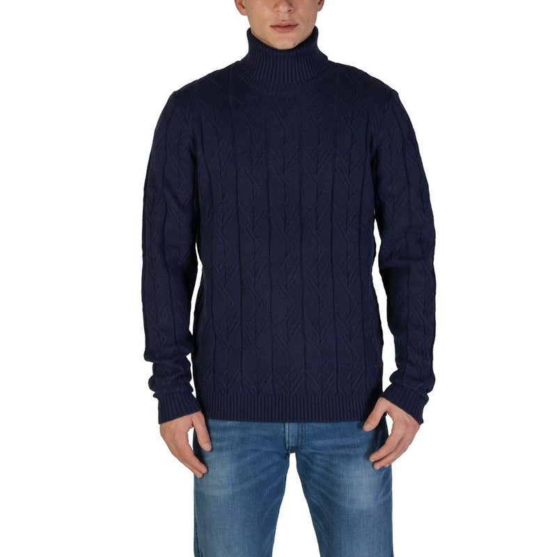 In My Hood Blue Polyester Turtleneck for Men