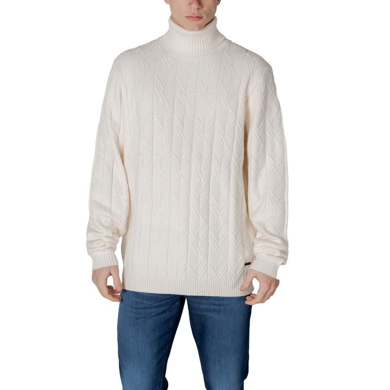 In My Hood Cream Polyester Turtleneck Sweater for Men