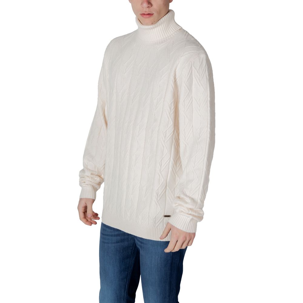 In My Hood Cream Polyester Turtleneck Sweater for Men