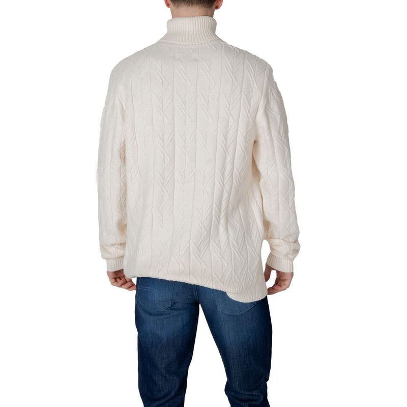 In My Hood Cream Polyester Turtleneck Sweater for Men