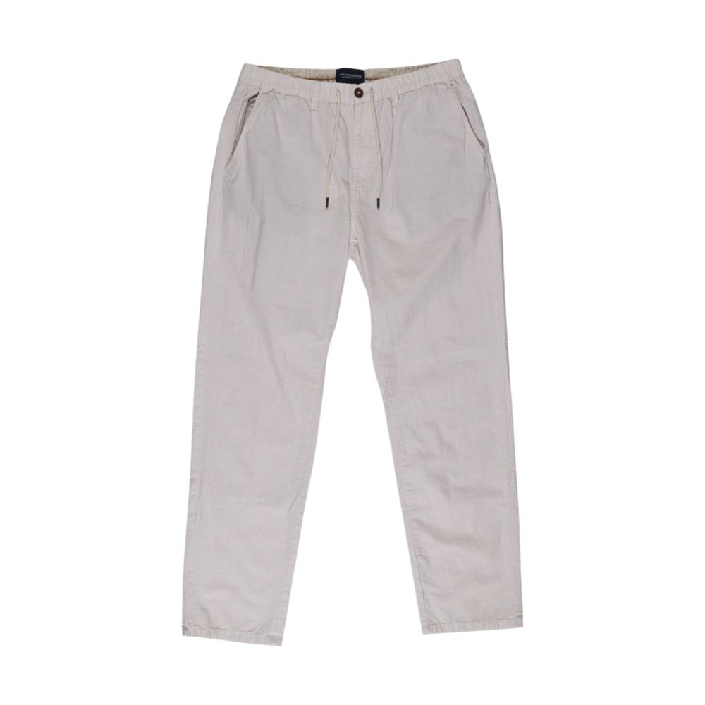 Smiling London Beige Cotton Casual Pants for Men