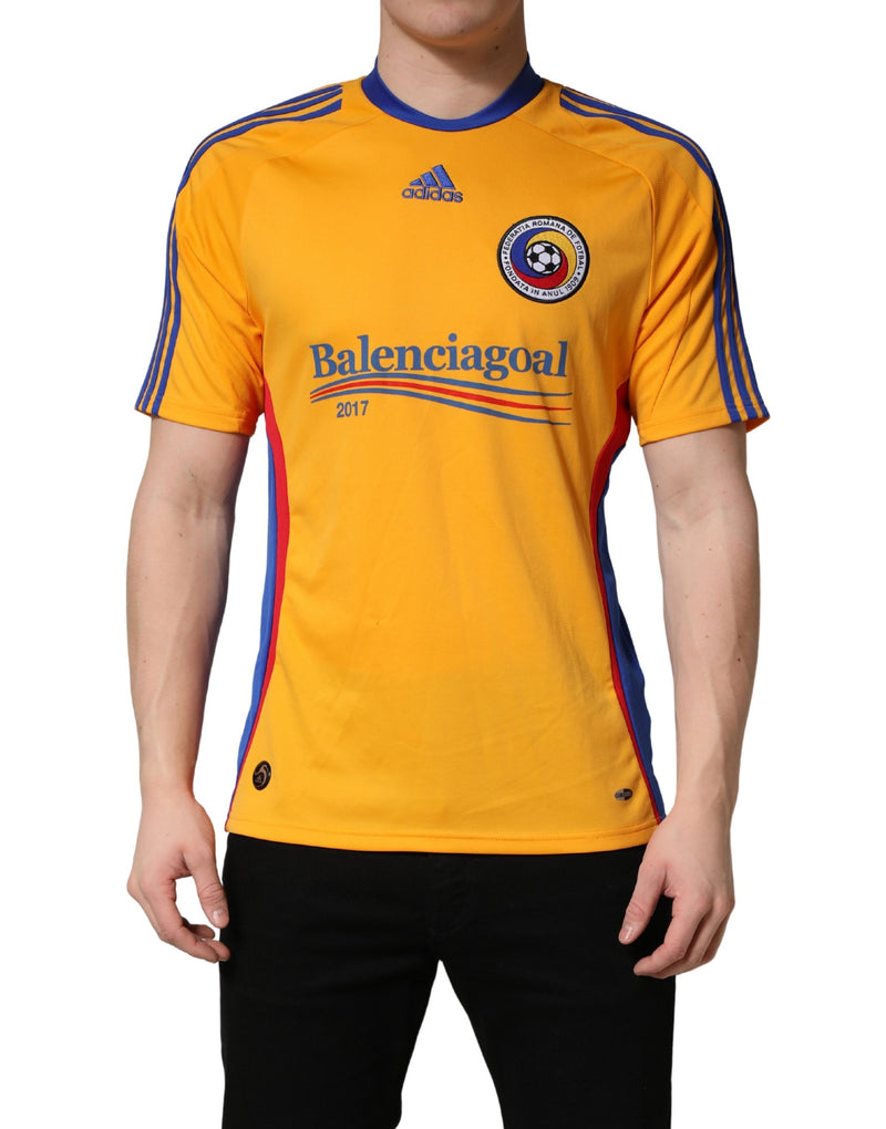Adidas Yellow Polyester Balenciagoal CrewNeck Jersey T-shirt